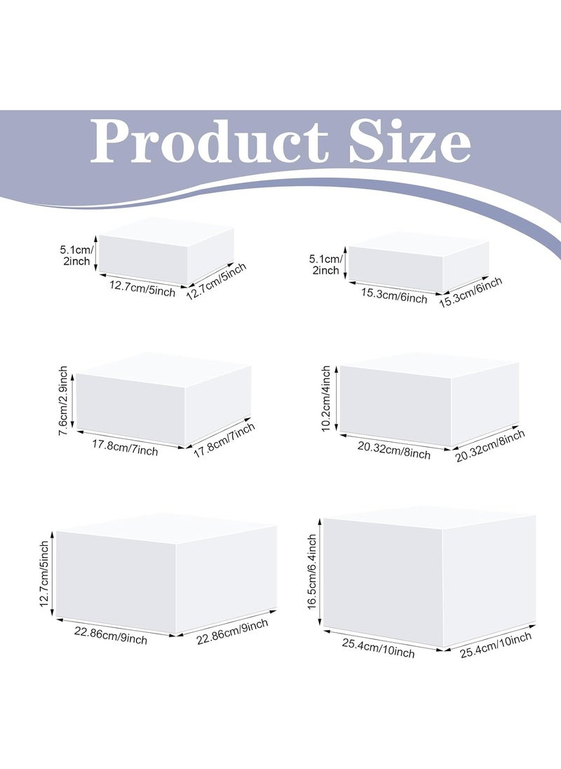 6-Piece White Acrylic Risers for Display – White Acrylic Cube Dessert Display Stand with Hollow Bottoms in 6 Different Sizes, Perfect for Product Display and Party Decor