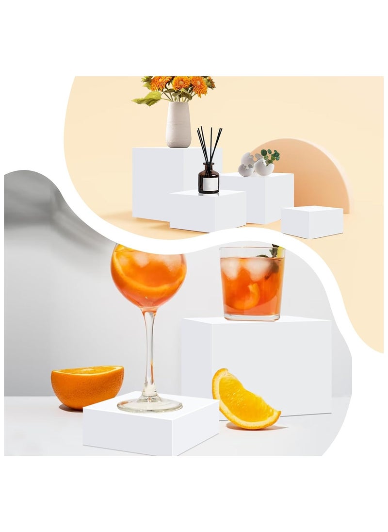 6-Piece White Acrylic Risers for Display – White Acrylic Cube Dessert Display Stand with Hollow Bottoms in 6 Different Sizes, Perfect for Product Display and Party Decor