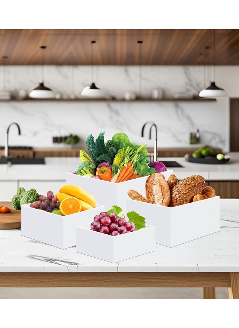 6-Piece White Acrylic Risers for Display – White Acrylic Cube Dessert Display Stand with Hollow Bottoms in 6 Different Sizes, Perfect for Product Display and Party Decor