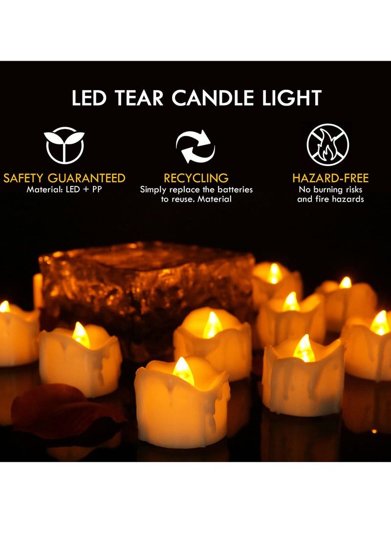 Flameless Tealight Candles, 12 Pcs LED Candles Battery Operated, Flameless Votive Candles Electric Candle for Weddings Room Birthday Party Decorations