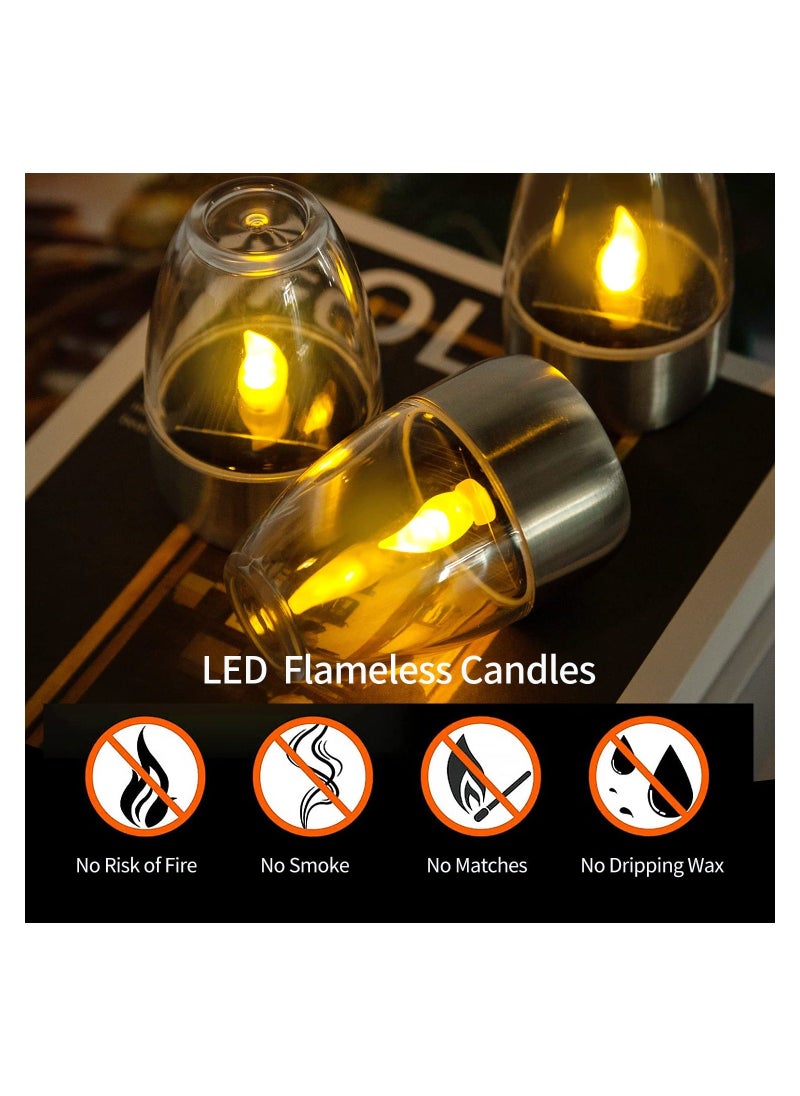 Solar Candles Outdoor Waterproof, Flameless Tea Lights, Garden Lantern Mini, Solar Rechargeable Battery Window Lights (White)