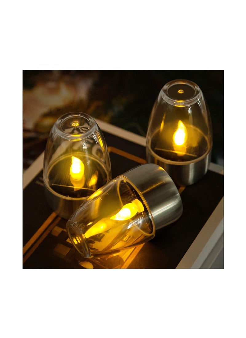 Solar Candles Outdoor Waterproof, Flameless Tea Lights, Garden Lantern Mini, Solar Rechargeable Battery Window Lights (White)