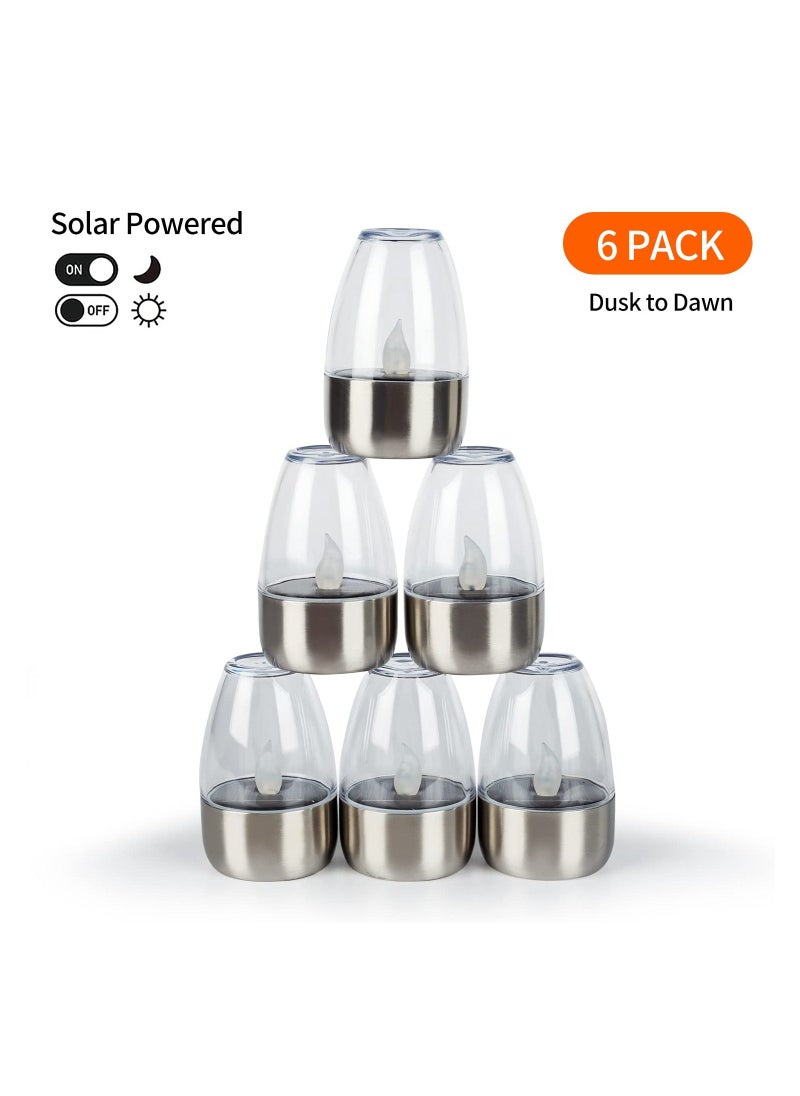 Solar Candles Outdoor Waterproof, Flameless Tea Lights, Garden Lantern Mini, Solar Rechargeable Battery Window Lights (White)