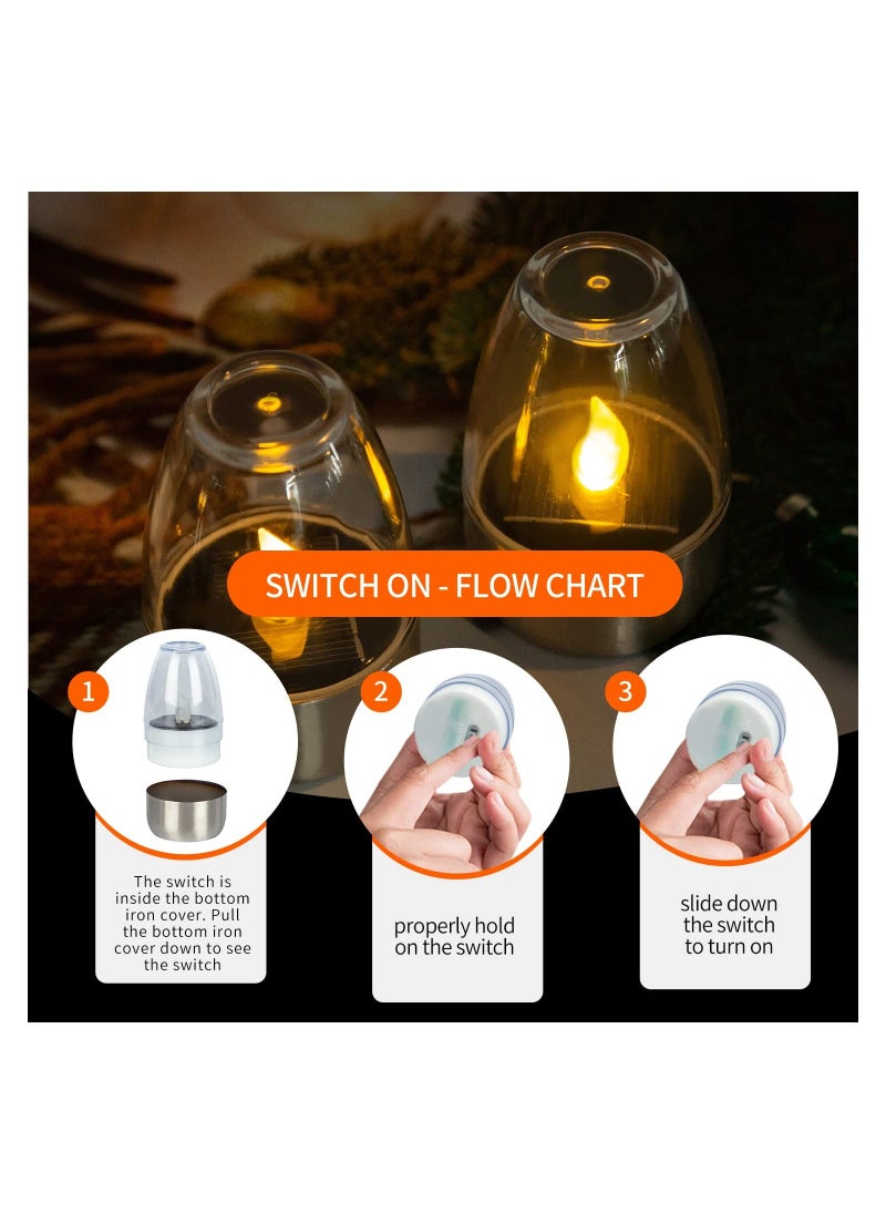 Solar Candles Outdoor Waterproof, Flameless Tea Lights, Garden Lantern Mini, Solar Rechargeable Battery Window Lights (White)