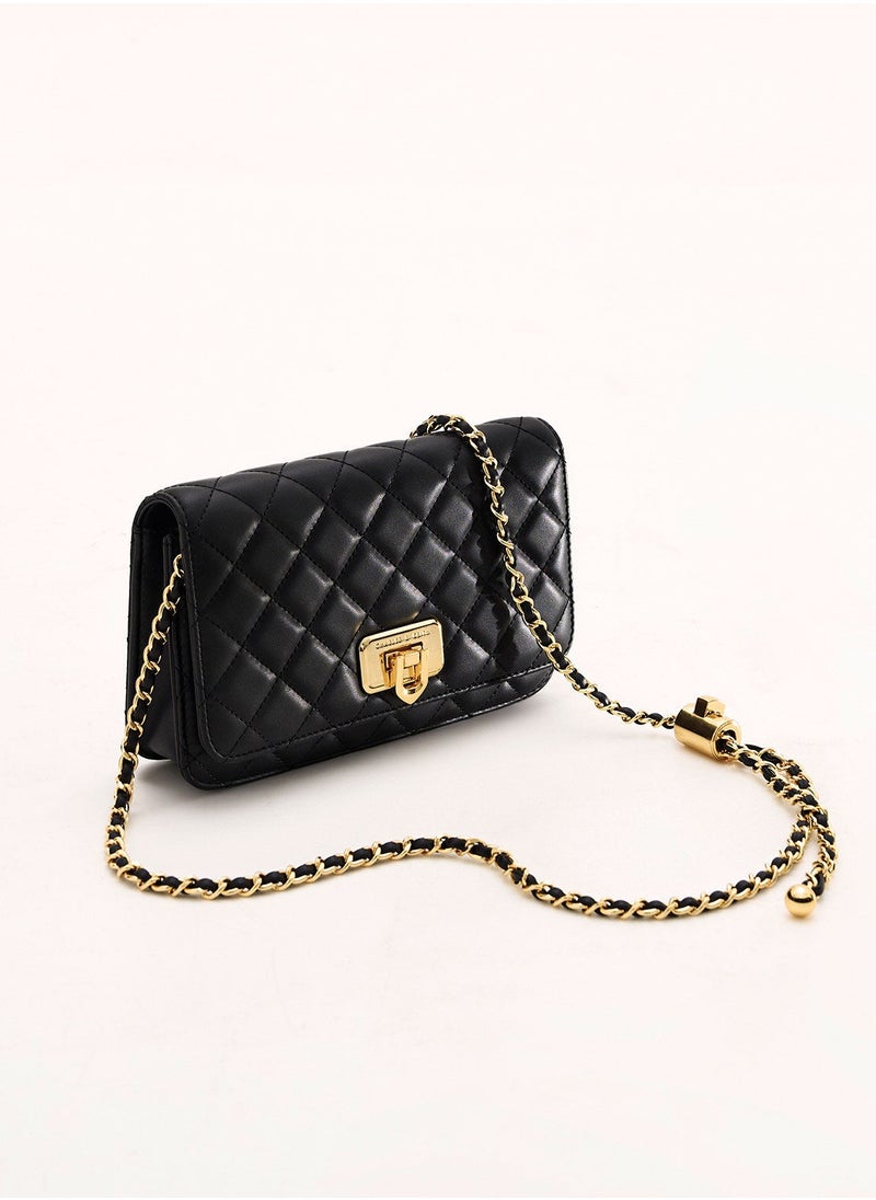 CHARLES & KEITH Shoulder Bag & Crossbody Bag Cressida Quilted Push-Lock Clutch - Black