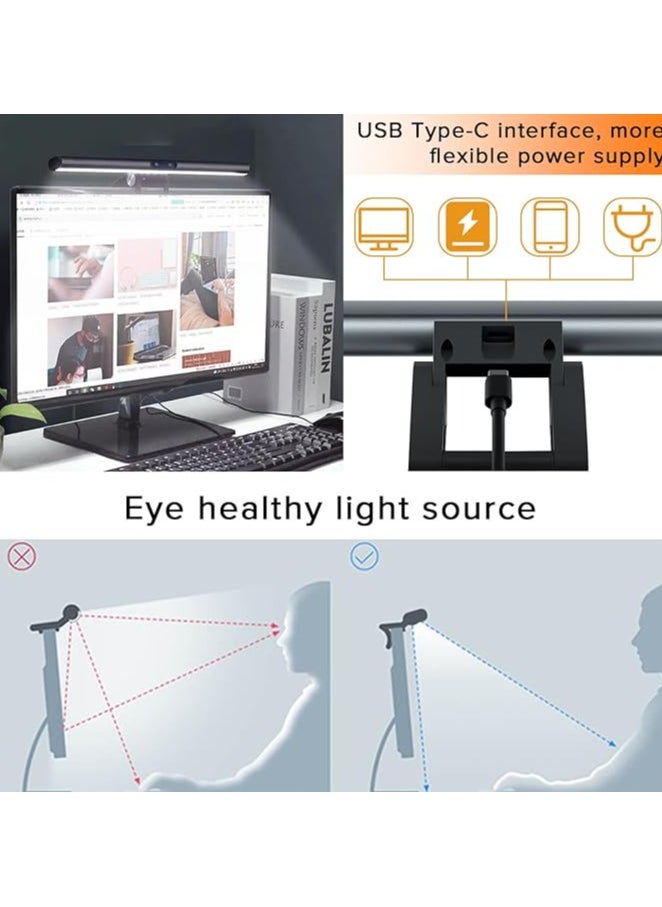 Computer Monitor Light Bar, Monitor Light Strip, Non-Glare Led Computer Light, Touch Screen Three-Color Light Adjustable Brightness, Suitable for Office and Home