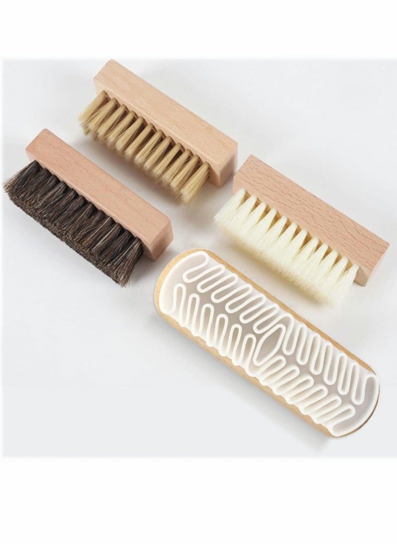 Shoe Cleaner Brush Set, Crepe Suede Brush, Natural Horsehair Bristles Brush, Medium Soft Bristles and Nylon Shoe Brush, Perfect for Variety of Leather, Bags, Boots and Shoes