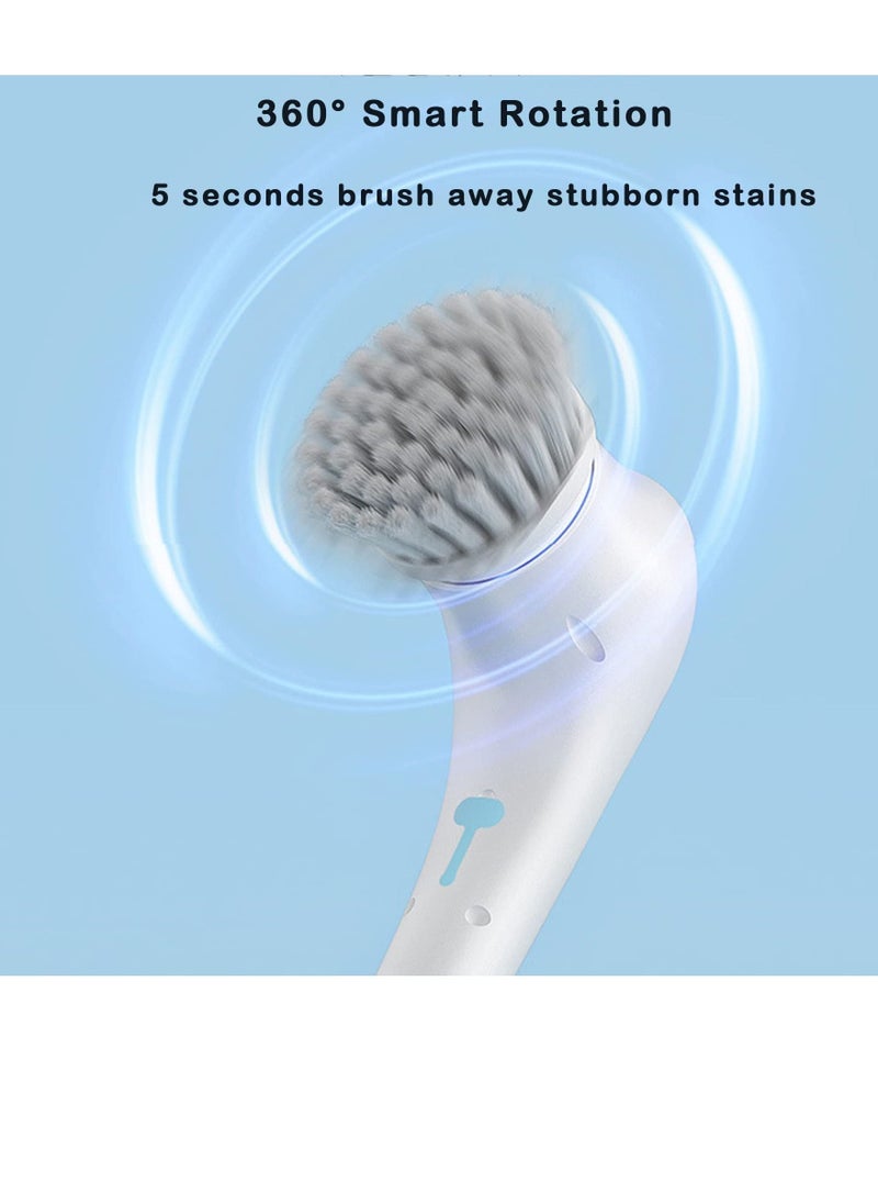 Cordless Electric Rotary Scrubber, Portable Electric Cleaning Brush with 5 Brush Heads, Electric Scrubber 360° Smart Rotating Handheld Scrubber Brush for Plates, Pots, Walls, Kitchen, Shoes