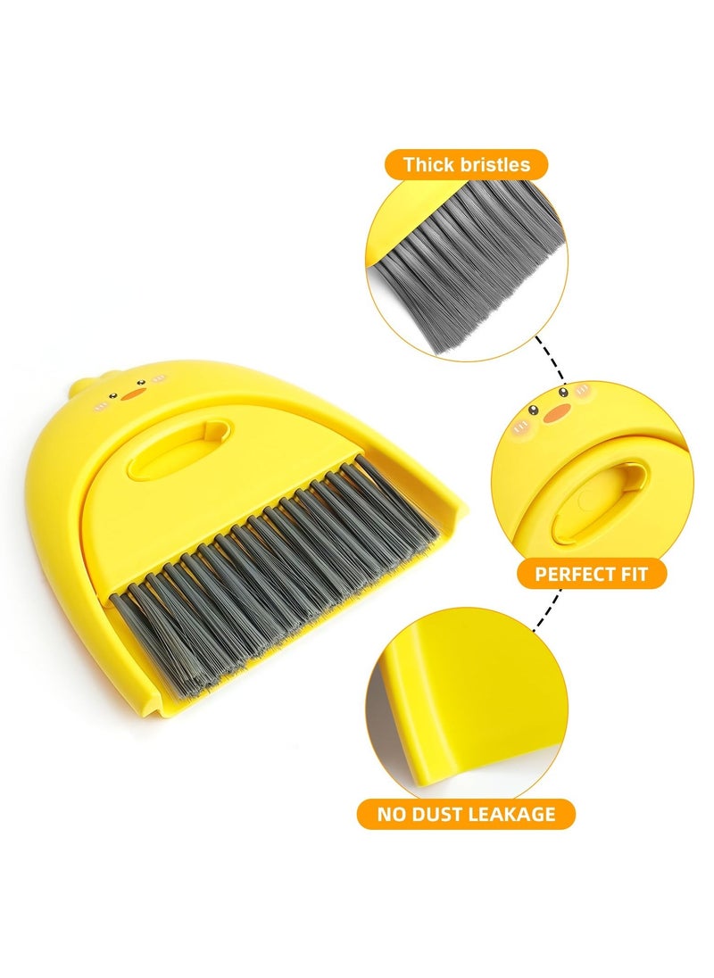 Small Broom and Dustpan Set, Cute Little Yellow Duck Hand Mini Broom and Dustpan Set, Dustpan and Brush Set, Small Dustpan Mini for Tabletop Debris