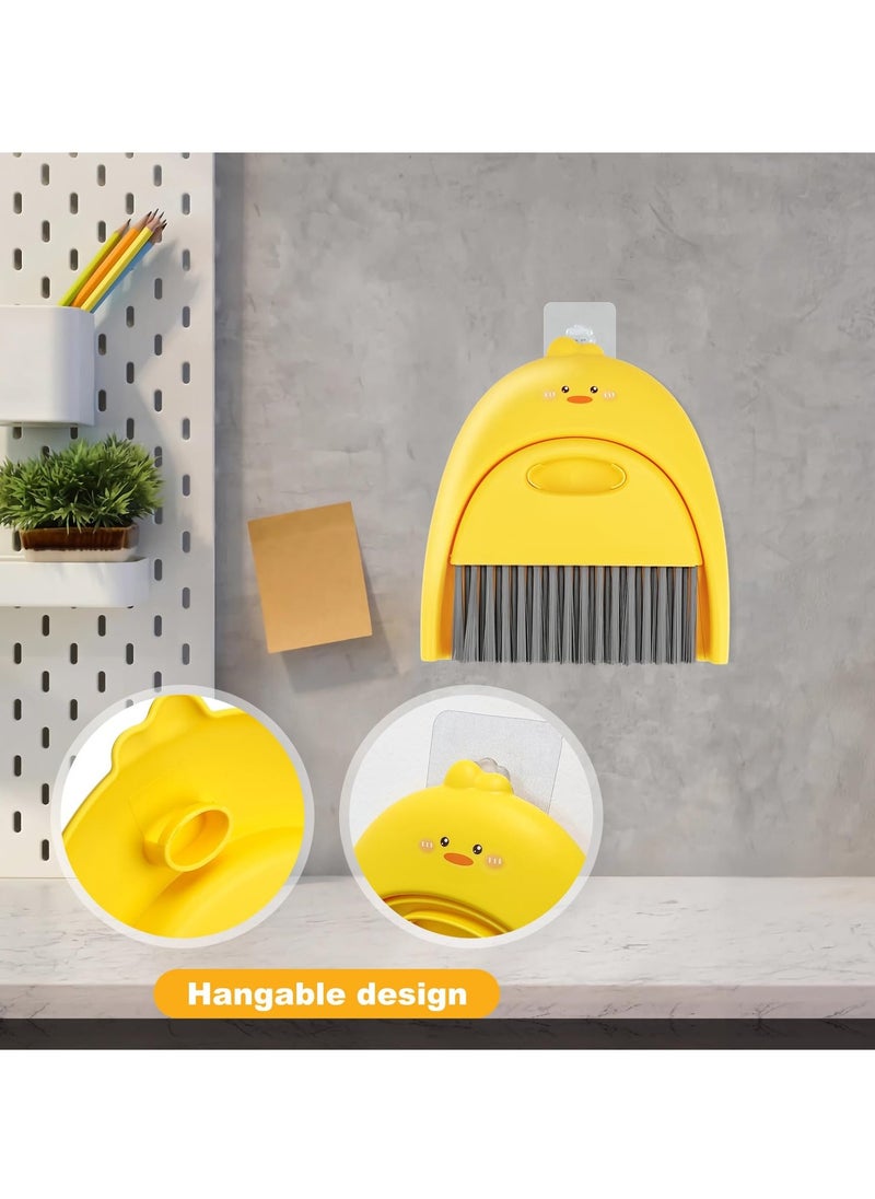 Small Broom and Dustpan Set, Cute Little Yellow Duck Hand Mini Broom and Dustpan Set, Dustpan and Brush Set, Small Dustpan Mini for Tabletop Debris