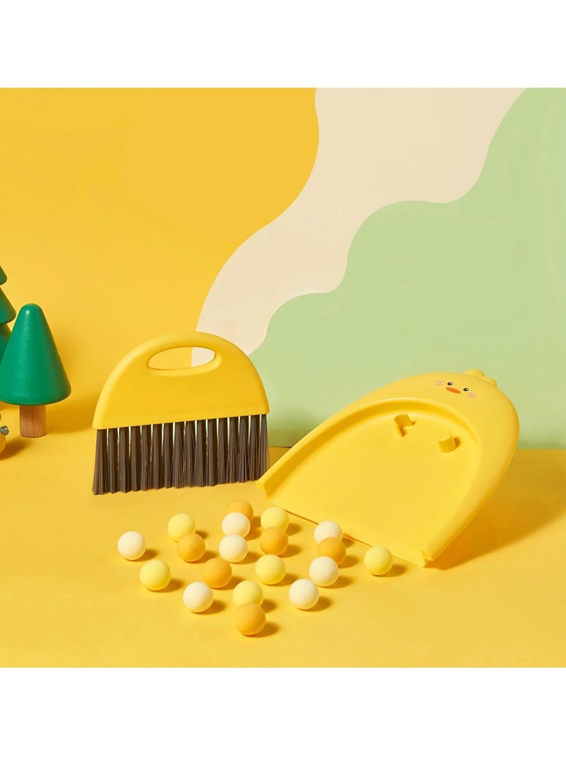 Small Broom and Dustpan Set, Cute Little Yellow Duck Hand Mini Broom and Dustpan Set, Dustpan and Brush Set, Small Dustpan Mini for Tabletop Debris