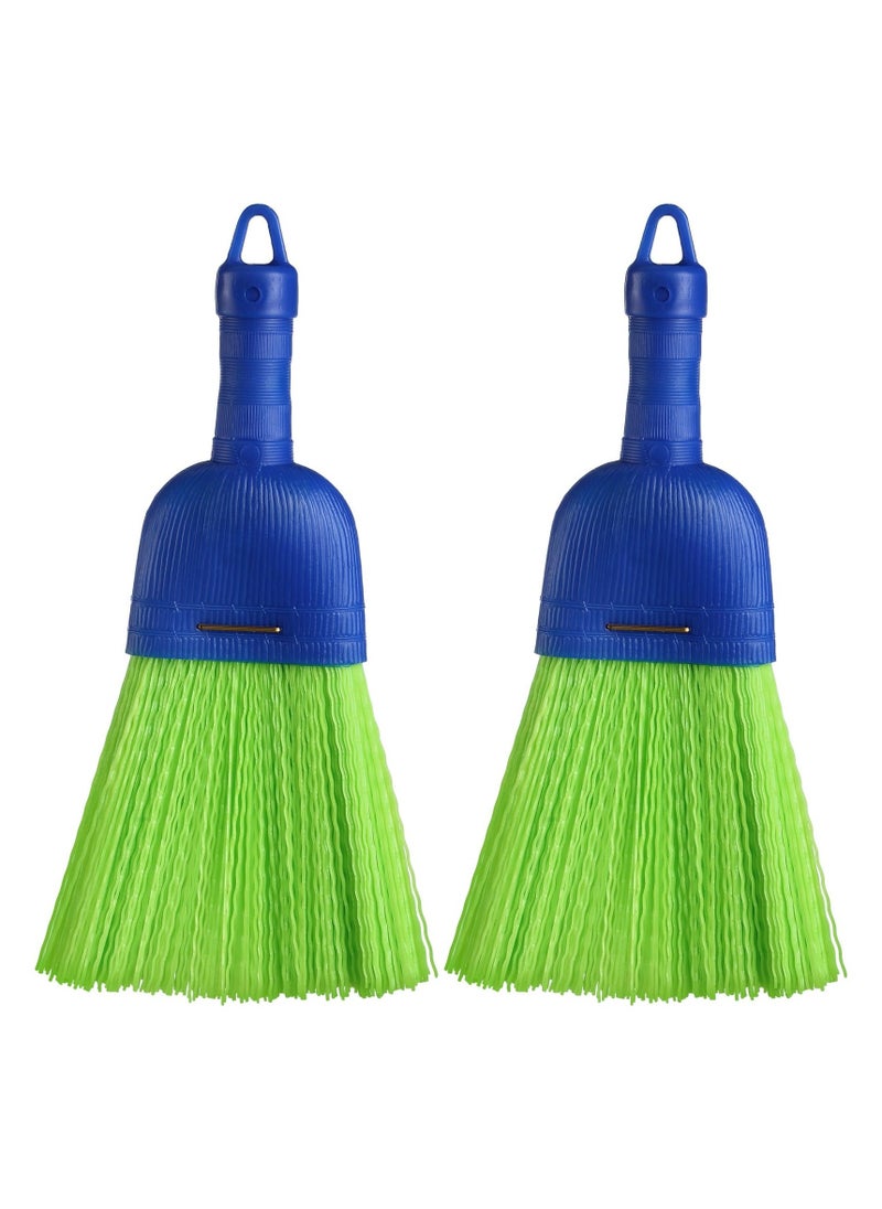 2 Pcs Whisk Broom Poly Fiber Handheld Brush, Short Handle Hand Broom for Multi Surface Sweeping, Small Hand Broom Brush for  Cleaning Inddoor Porches Floors Decks Driveways Dirt Dust