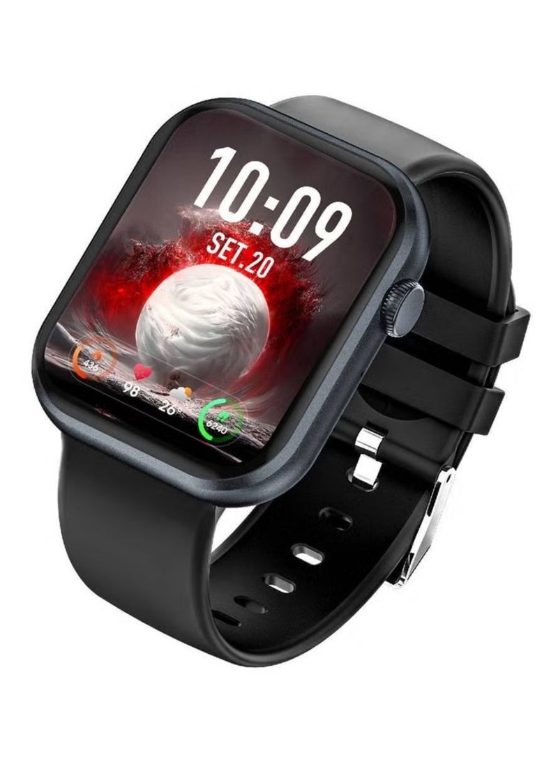 1.85 Full-Touch Bluetooth Calling Ip67 Waterproof Activity Tracker Pedometer Sleep Monitor Smart Watch Black