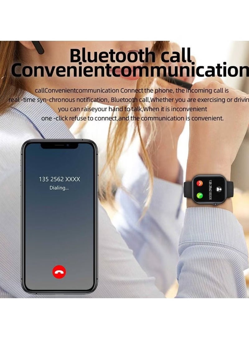 1.85 Full-Touch Bluetooth Calling Ip67 Waterproof Activity Tracker Pedometer Sleep Monitor Smart Watch Black