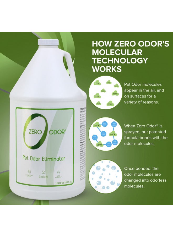 Zero Odor Pet Odor Eliminator - Air Cleaner, Purifier & Deodorizer - More Than an Air Freshener - Actually Eliminates Odors at a Molecular Level - Refill (128 Ounces)