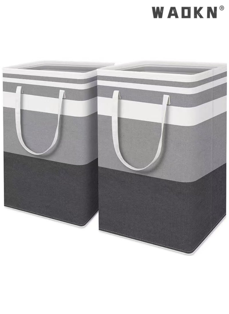 Large Laundry Basket, 2 Pack Laundry Basket, Collapsible Laundry Bag with Easy Carry Handles, Freestanding Laundry Hamper for Clothes, Blankets, Cushions, for Clothes Toys in the Dorm and Family