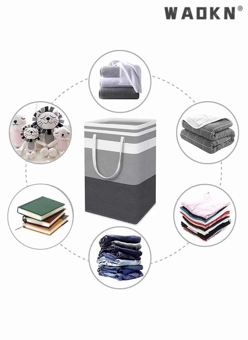 Large Laundry Basket, 2 Pack Laundry Basket, Collapsible Laundry Bag with Easy Carry Handles, Freestanding Laundry Hamper for Clothes, Blankets, Cushions, for Clothes Toys in the Dorm and Family