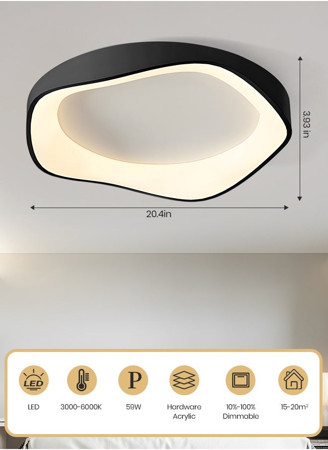 Modern Flush Mount LED Ceiling Light Fixture, 59W Dimmable LED Ceiling Lamp with Remote Control, LED Ceiling Lamp for Bedroom/Kitchen/Dining Room Lighting, Flush mount Ceiling Light