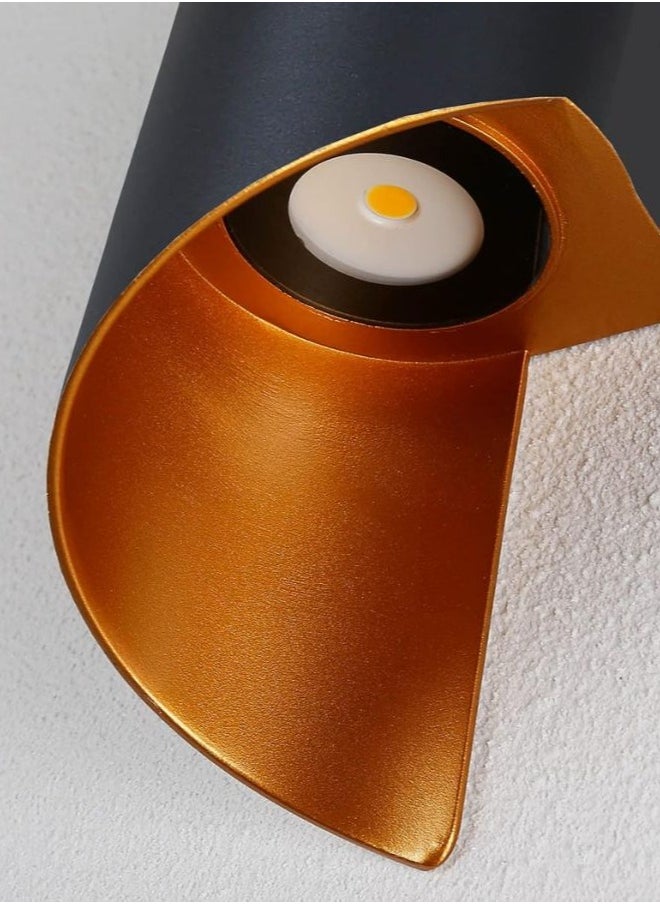 Modern LED Wall Light, 13W Black and Gold Curve Design, Waterproof and Dust-Proof, 3000K Warm Light, 10CM Width x 28CM Height, Ideal for Outdoor Spaces, Entryways, and Patios