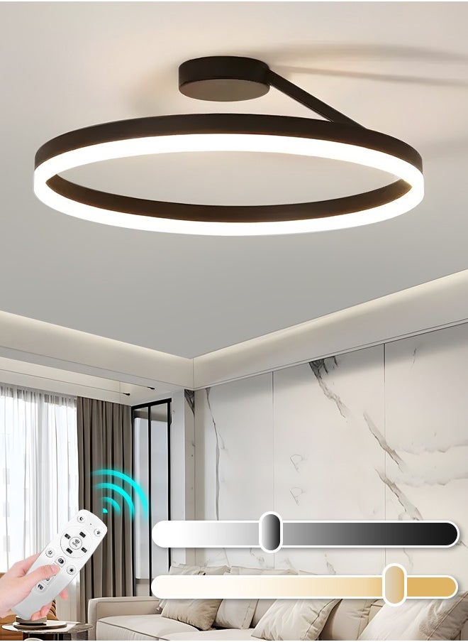 Modern LED Chandelier, 28W Adjustable Dimmable LED Ceiling Light Fixture with Remote Control, 3-Color Temperature (3000K-6000K), 19.6