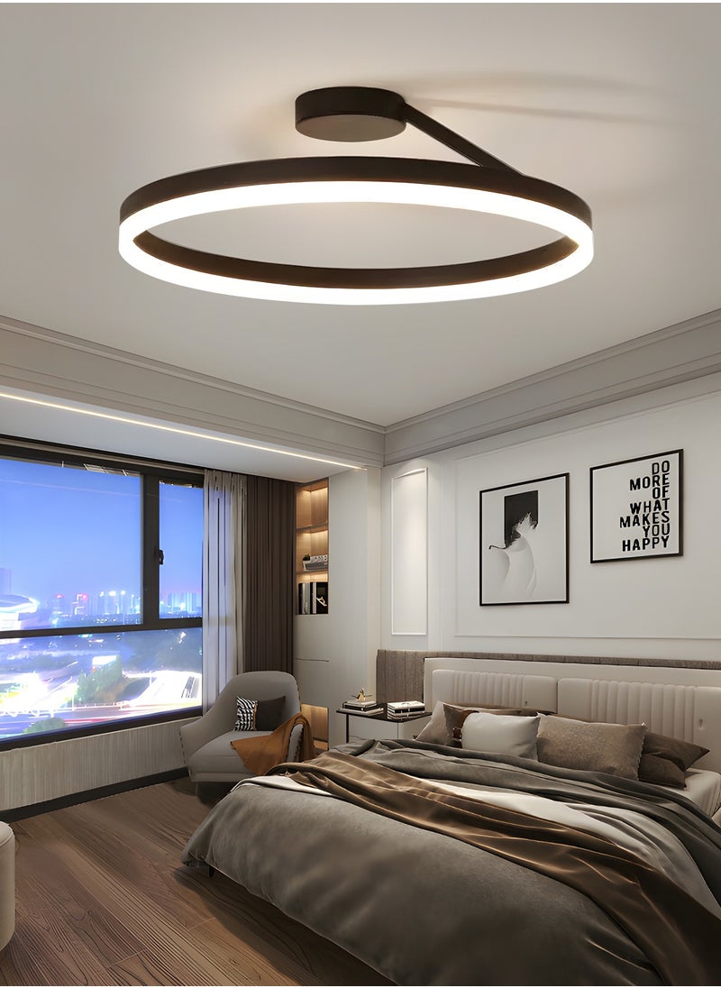Modern LED Chandelier, 28W Adjustable Dimmable LED Ceiling Light Fixture with Remote Control, 3-Color Temperature (3000K-6000K), 19.6