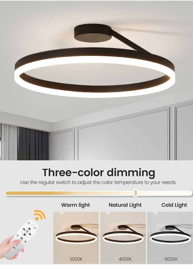 Modern LED Chandelier, 28W Adjustable Dimmable LED Ceiling Light Fixture with Remote Control, 3-Color Temperature (3000K-6000K), 19.6