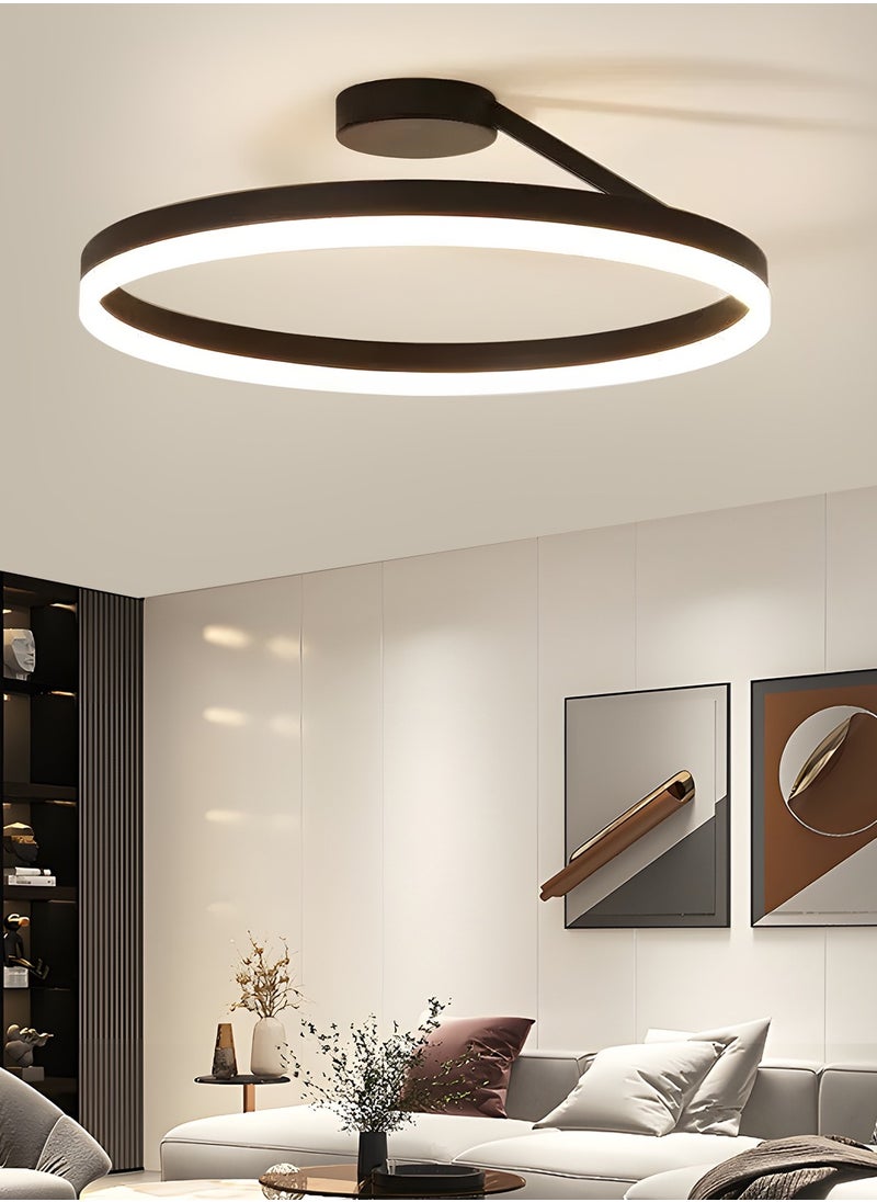 Modern LED Chandelier, 28W Adjustable Dimmable LED Ceiling Light Fixture with Remote Control, 3-Color Temperature (3000K-6000K), 19.6