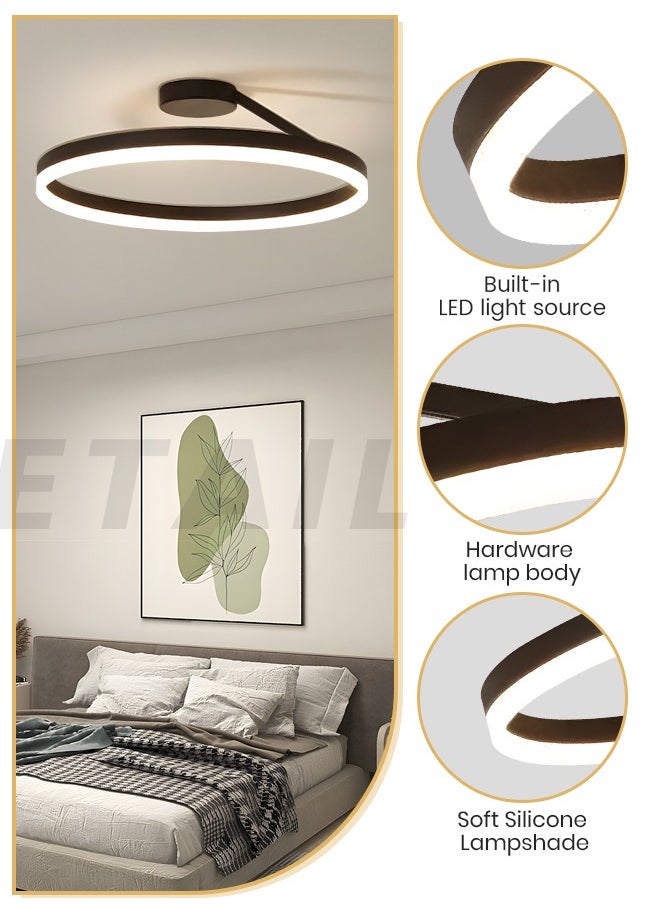 Modern LED Chandelier, 28W Adjustable Dimmable LED Ceiling Light Fixture with Remote Control, 3-Color Temperature (3000K-6000K), 19.6