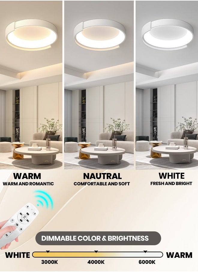 LED Ceiling Light, Dimmable Flush Ceiling Light with Remote Control 3000-6000K Soft Light, 18.8” Black LED Light for Bedroom, Living Room, Library, Corridor,52W