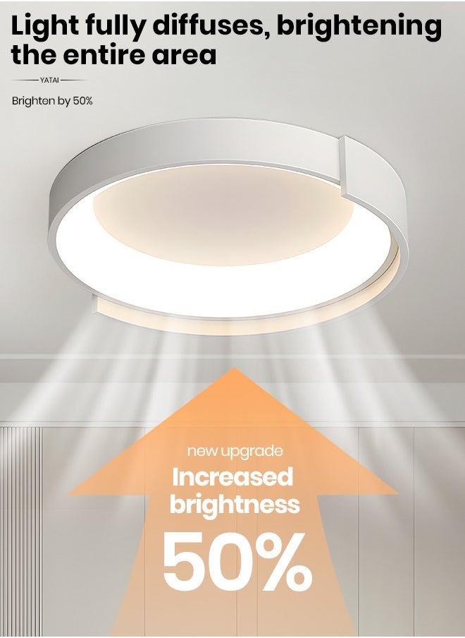 LED Ceiling Light, Dimmable Flush Ceiling Light with Remote Control 3000-6000K Soft Light, 18.8” Black LED Light for Bedroom, Living Room, Library, Corridor,52W