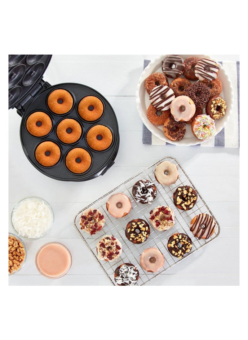 Mini Donut Maker Machine for Kid-Friendly Breakfast | Snack | Desserts & More with Non-stick Surface | Makes 7 Doughnuts