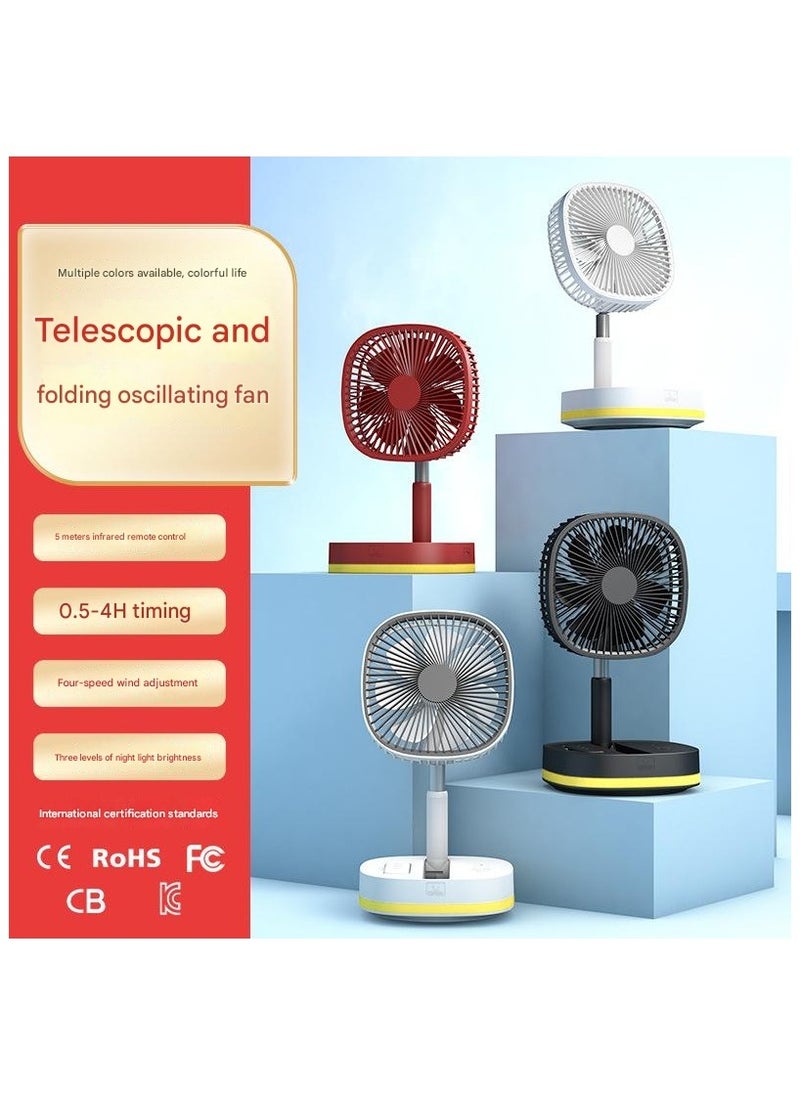 Telescopic folding fan, USB charging, portable desktop, silent remote control, high wind power, timed battery, outdoor, 3 Colours