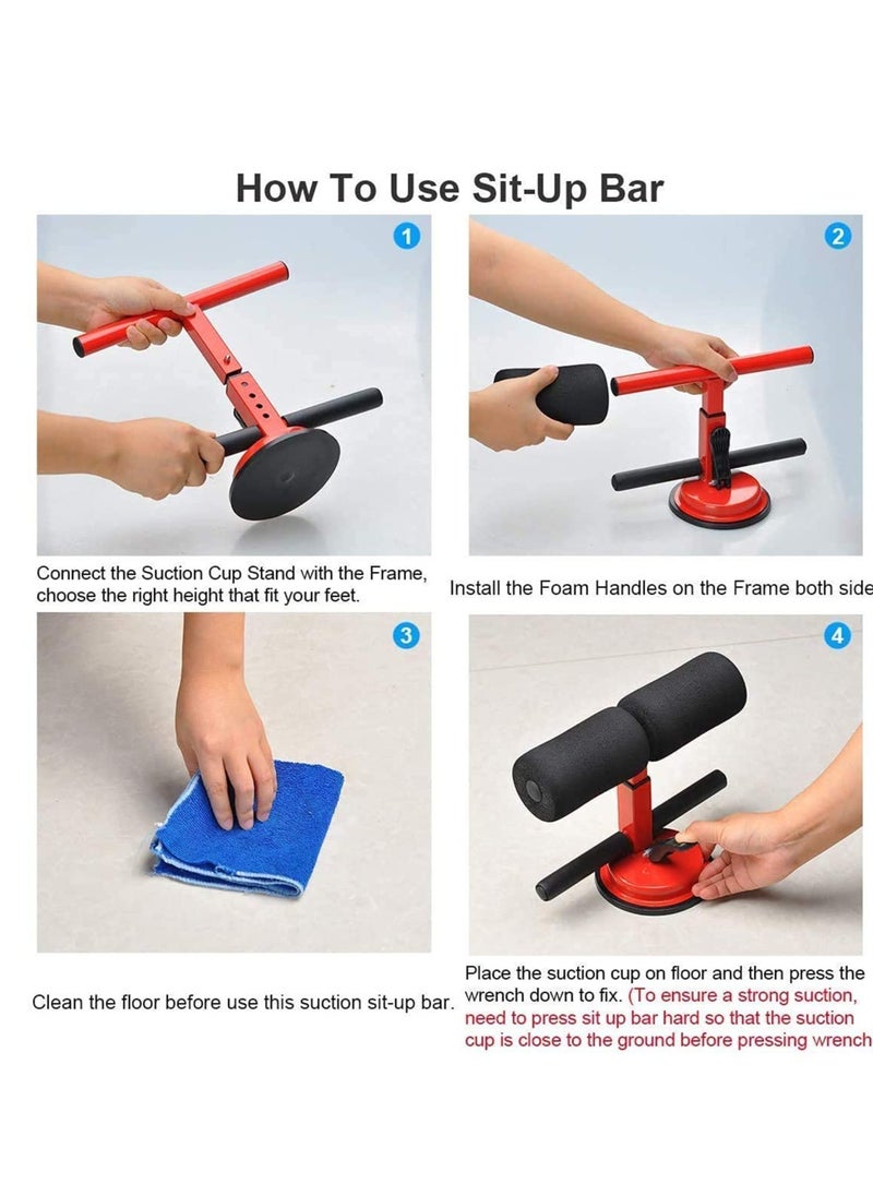 Sit-Up Bar With Foam Handle and Rubber Suction Seat Up Fitness Equipment Sit-ups and Push-ups Assistant Device For Weight Lose Gym Workout Abdominal Curl Exercise Work Out Trainer (Pack of 1)