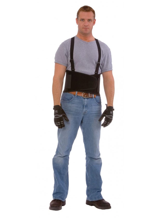 Cordova SB-2XL Adjustable Back Support Belt with Attached Suspenders, 2X-Large, Black