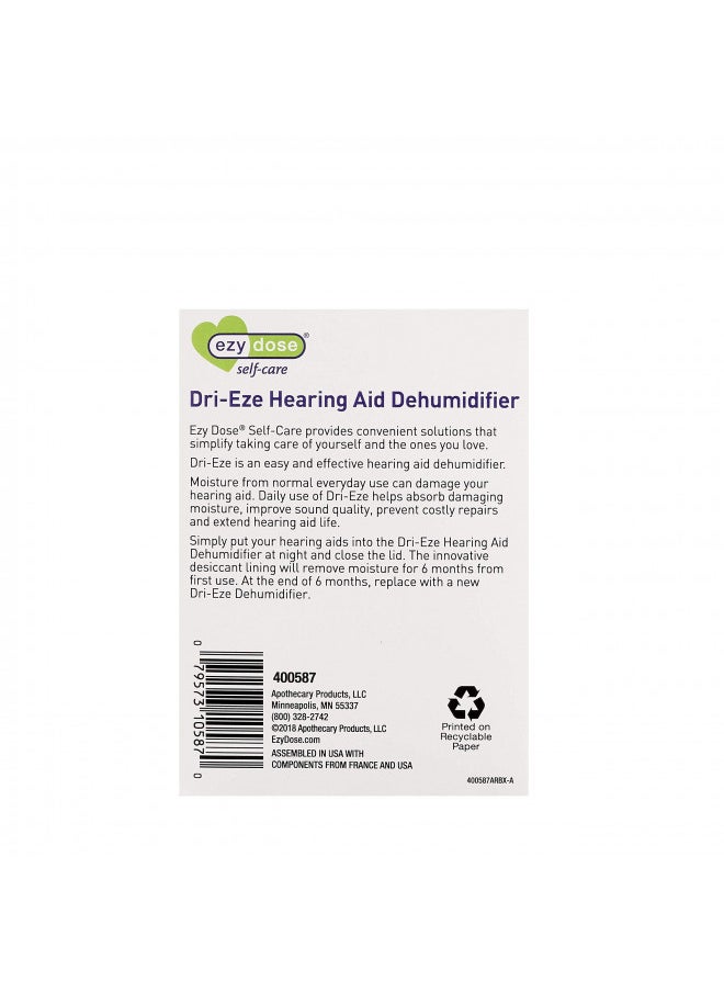 EZY DOSE Dehumidifier for Hearing Aid Cleaning | Small Container for Home or Travel | Easy, Everyday Cleaner,1 Count (Pack of 1),400587