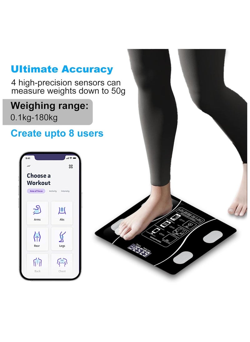 Digital Smart Weight Scale, Bluetooth / Wireless Body Fat Scale with Smartphone App, Digital Bathroom Scale for Body Weight, Body Composition Analysis, Highly Accurate BMI Scale.