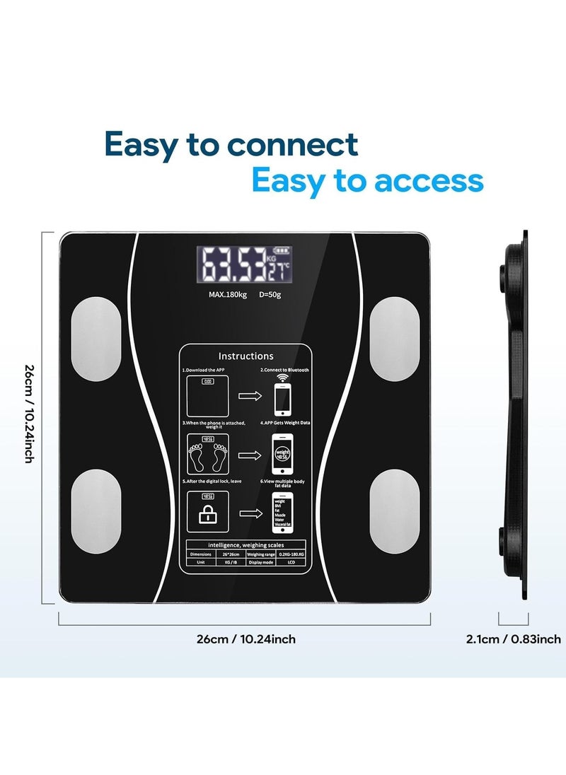 Digital Smart Weight Scale, Bluetooth / Wireless Body Fat Scale with Smartphone App, Digital Bathroom Scale for Body Weight, Body Composition Analysis, Highly Accurate BMI Scale.