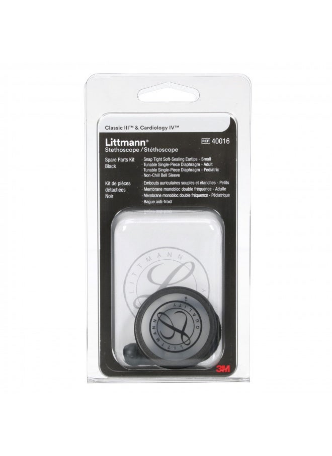 3M Littmann Stethoscope Spare Parts Kit, Classic III, Black, 40016