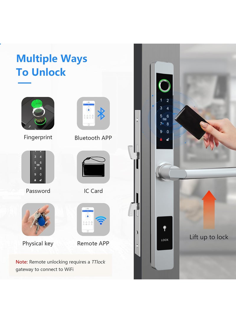 Multifunctional Smart Electronic Password Lock Fingerprint/Tongtong App/Access Card/Password/Key/Temporary Password Virtual Password To Prevent Peeping 5-In-1 Unlocking Method (Requires 4 AA Batteries)