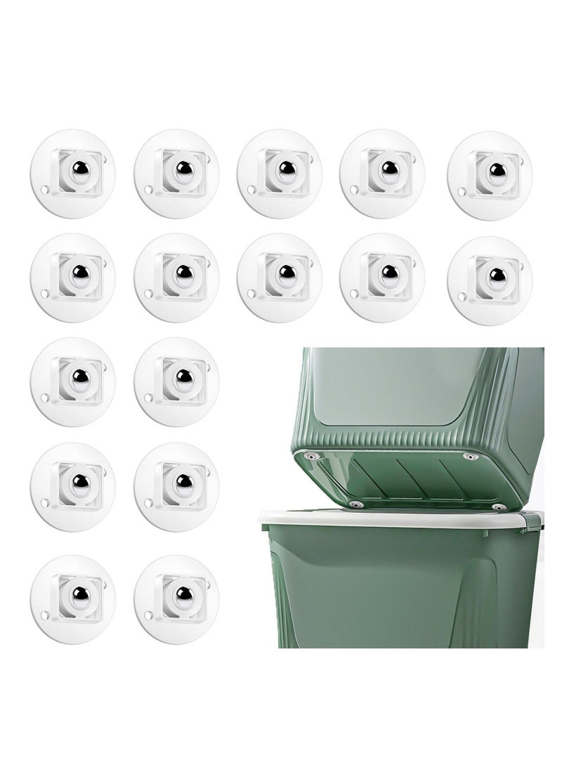 16 Pcs Self Adhesive Caster Wheels, Mini Swivel Wheels Stainless Steel Paste Universal Wheel 360 Degree Rotation Sticky Pulley for Bins Bottom Storage Box Furniture Trash