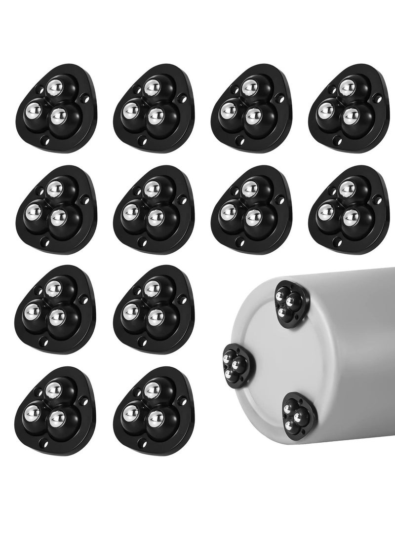 16 Pcs Mini Sticky Pulley, Self Adhesive Caster Wheels 360 Degree Rotation Swivel Wheels Roller Pulley Tiny Wheels for Toy Car Storage Box Shoe Racks Trash Can DIY, Black