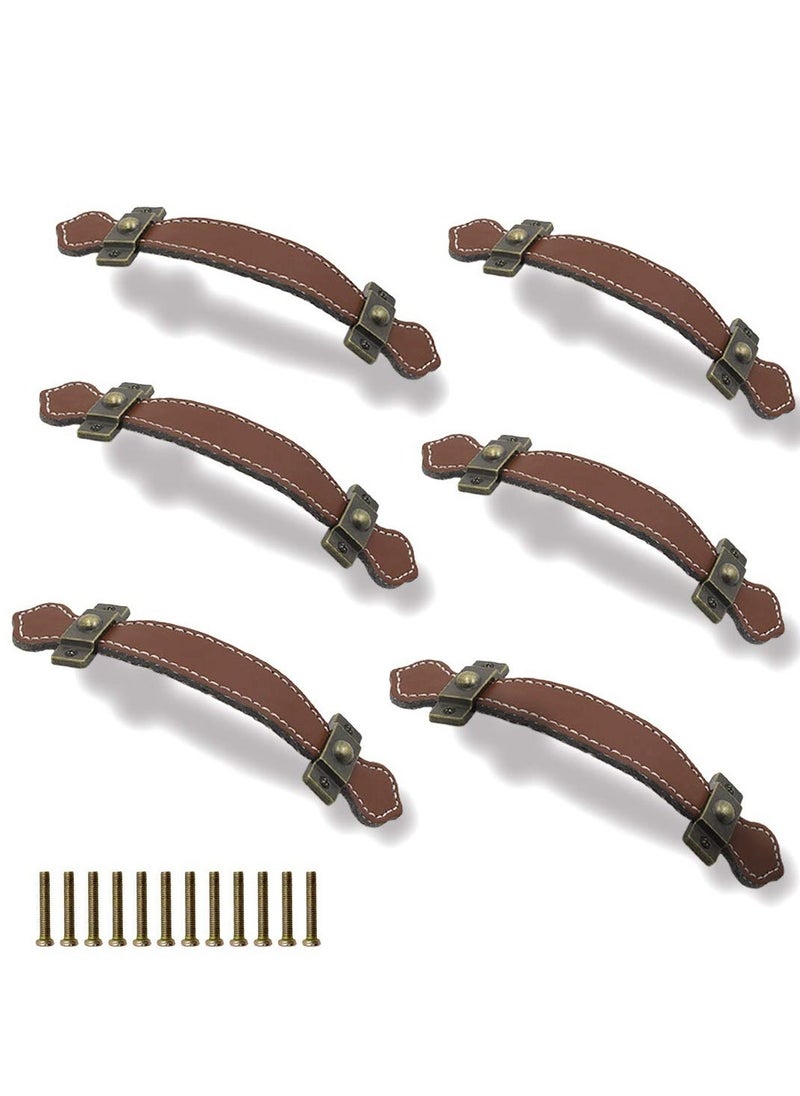 6 Piece Surface Leather Furniture Handle, 6.3