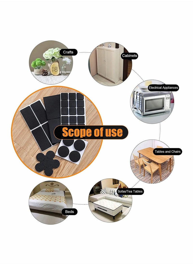 Furniture Pads Anti Slip Rubber Pads Self Adhesive Furniture Grippers Non Slip Furniture Pads for Furniture Legs Anti Scratch Silicone Floor Protectors for Hardwood Floors 186Pcs
