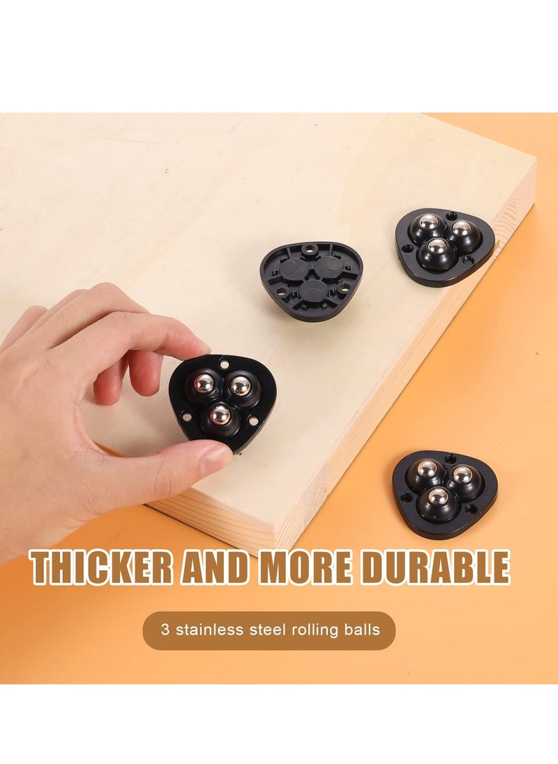 16 Pcs Mini Sticky Pulley Self Adhesive Caster Wheels 360 Degree Rotation Swivel Wheels Roller Pulley Tiny Wheels for Toy Car Storage Box Shoe Racks Trash Can DIY Black