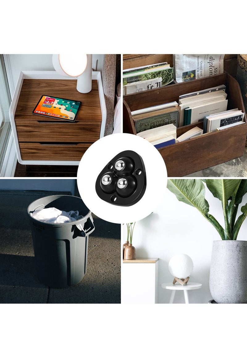 16 Pcs Mini Sticky Pulley Self Adhesive Caster Wheels 360 Degree Rotation Swivel Wheels Roller Pulley Tiny Wheels for Toy Car Storage Box Shoe Racks Trash Can DIY Black