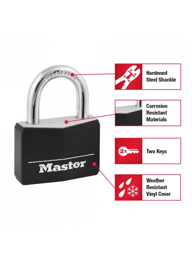 Master Lock Covered Padlocks with Key, Outdoor Locks, 2 Pack, 141T, Black