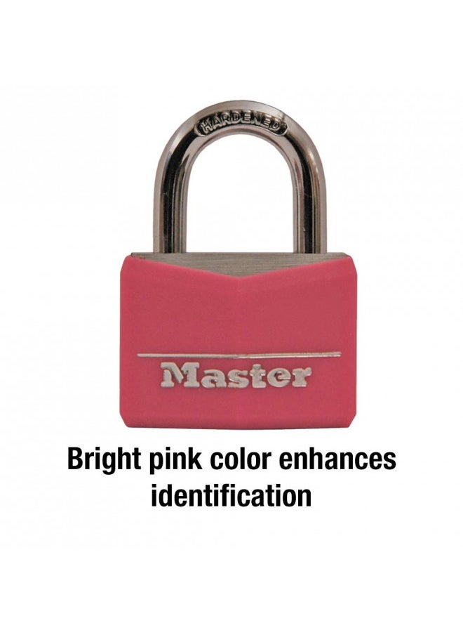 Master Lock 146D Covered Aluminum Keyed Padlock, 1-9/16 inches, Pink