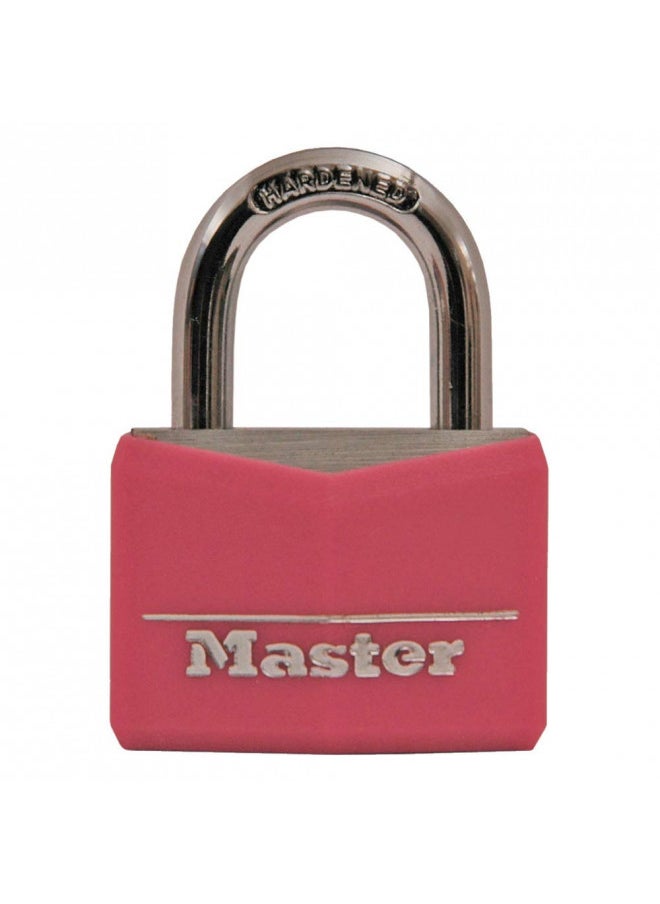 Master Lock 146D Covered Aluminum Keyed Padlock, 1-9/16 inches, Pink