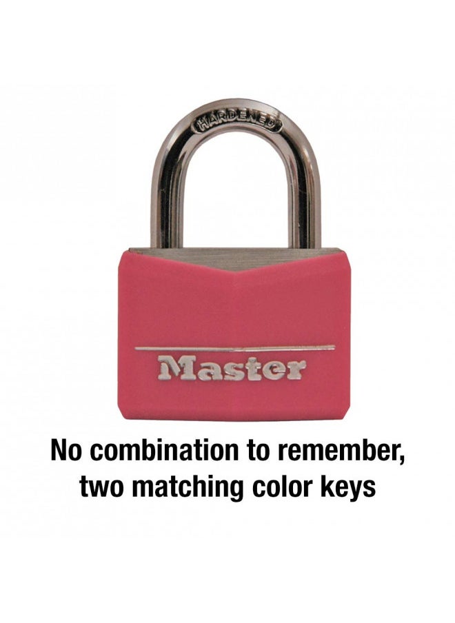 Master Lock 146D Covered Aluminum Keyed Padlock, 1-9/16 inches, Pink