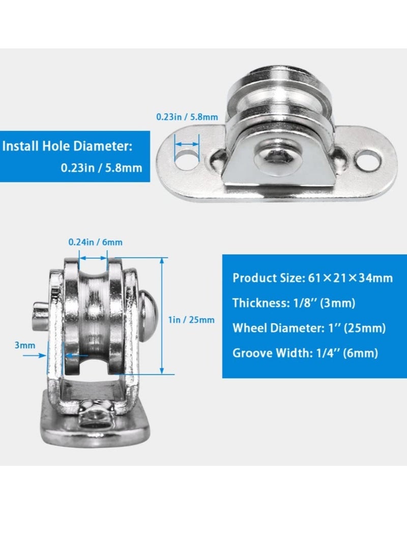 Pulley Block Silent Pulley Wheel, 2Pcs Heavy Duty Fixed Pullies Loading 176 lb for Cord Material Handling Moving and DIY Project Wall Ceiling Mount Pulleys